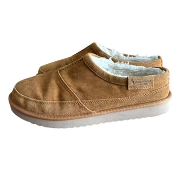 Koolaburra by UGG Chestnut Suede Slippers Men’s 10 Fuzzy Lined Cozy Mules - Picture 1 of 7